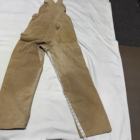 Vintage Carhartt Bib Overalls Size 32x29 Double Knee Canvas Duck - Picture 5 of 11